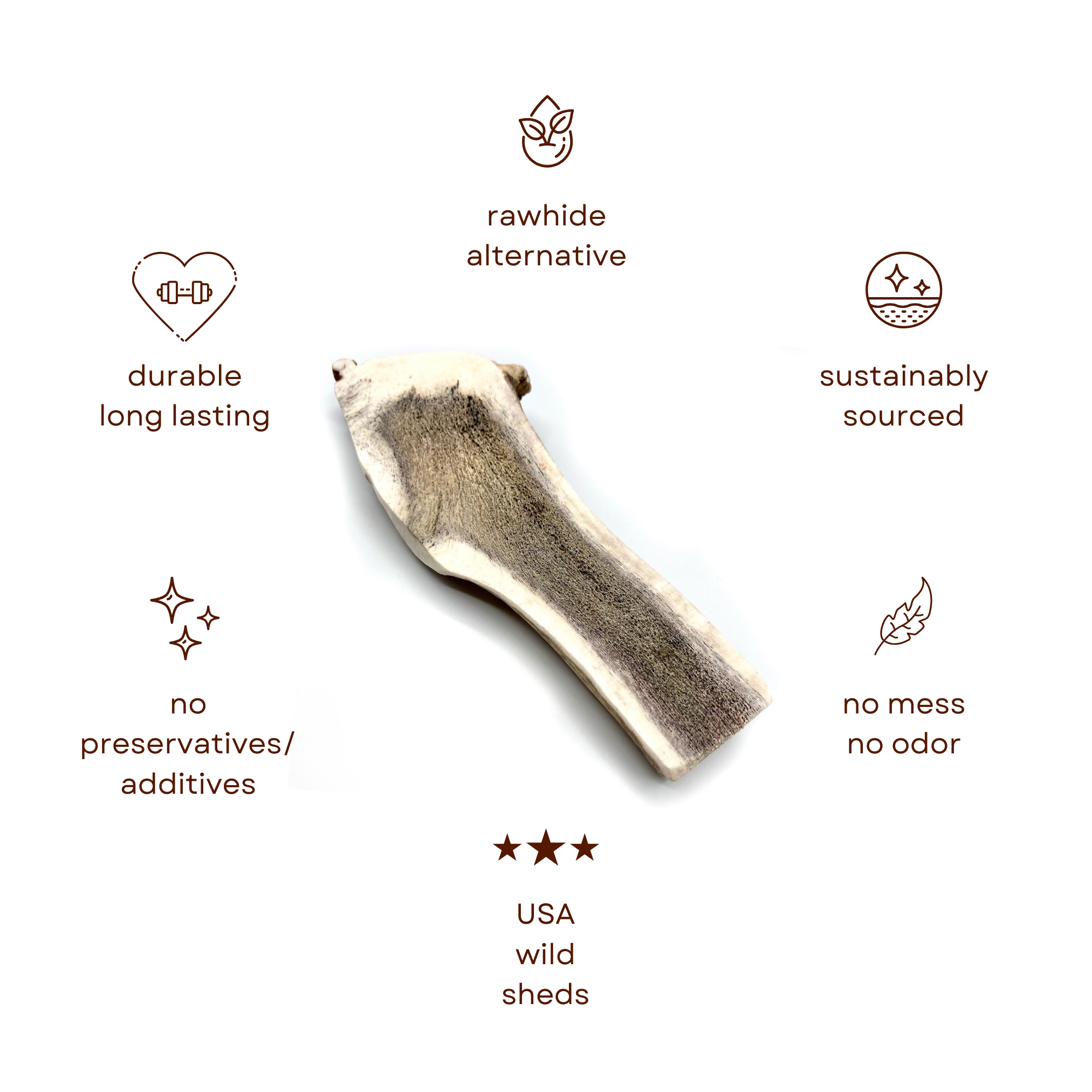 product info text surrounding a elk antler split