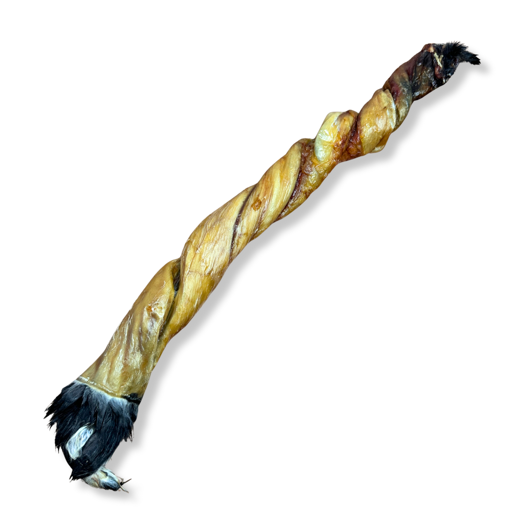 Rabbit hide twist dog chew on a white background