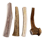 4 antler dog chews on a white background
