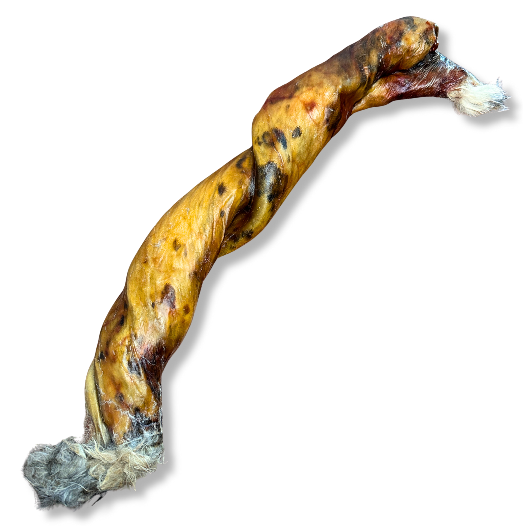 Rabbit hide twist dog chew on a white background