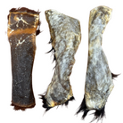 Three dried natural cow hides on a white background